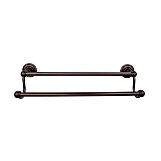 Edwardian Bath Double Towel Bar 24" Center to Center with Rope Backplate Oil Rubbed Bronze - Top Knobs ED9ORBF