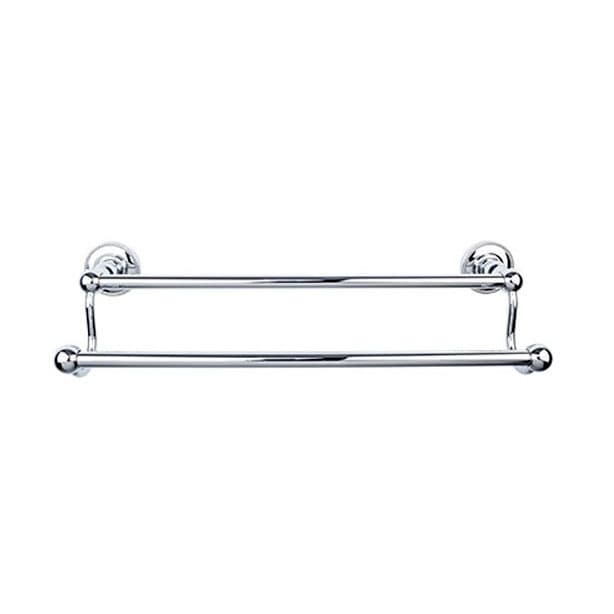 Edwardian Bath Double Towel Bar 24" Center to Center with Beaded Backplate Polished Chrome - Top Knobs ED9PCA