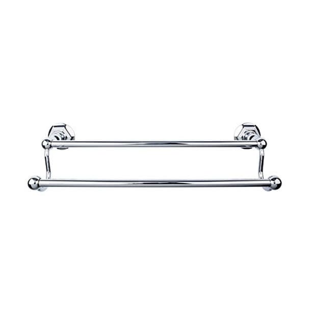 Edwardian Bath Double Towel Bar 24" Center to Center with Hex Backplate Polished Chrome - Top Knobs ED9PCB