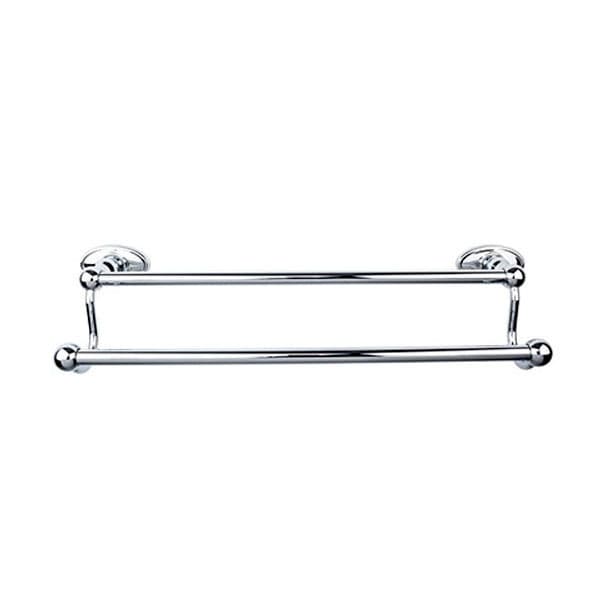 Edwardian Bath Double Towel Bar 24" Center to Center with Oval Backplate Polished Chrome - Top Knobs ED9PCC