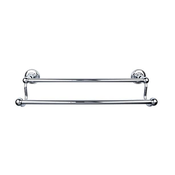 Edwardian Bath Double Towel Bar 24" Center to Center with Plain Backplate Polished Chrome - Top Knobs ED9PCD