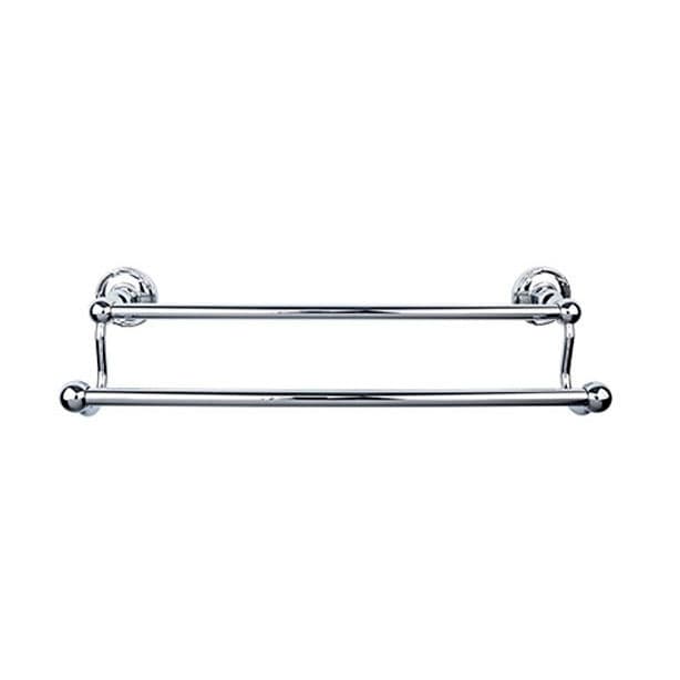 Edwardian Bath Double Towel Bar 24" Center to Center with Ribbon Backplate Polished Chrome - Top Knobs ED9PCE