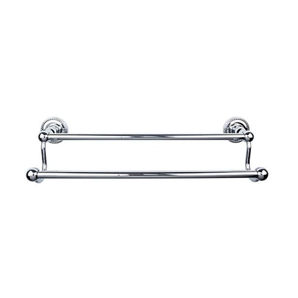 Edwardian Bath Double Towel Bar 24" Center to Center with Rope Backplate Polished Chrome - Top Knobs ED9PCF