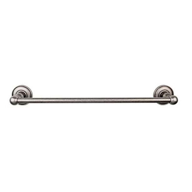 Edwardian Bath Single Towel Bar 30" Center to Center with Plain Backplate Antique Pewter - Top Knobs ED10APD