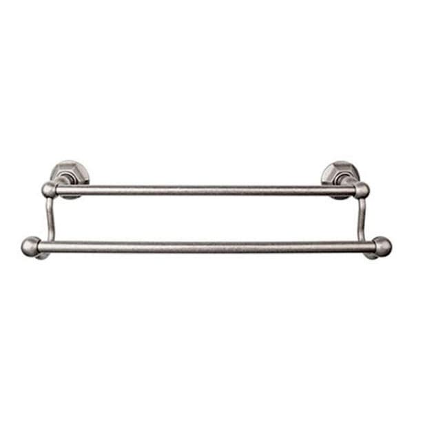 Edwardian Bath Double Towel Bar 30" Center to Center with Hex Backplate Antique Pewter - Top Knobs ED11APB