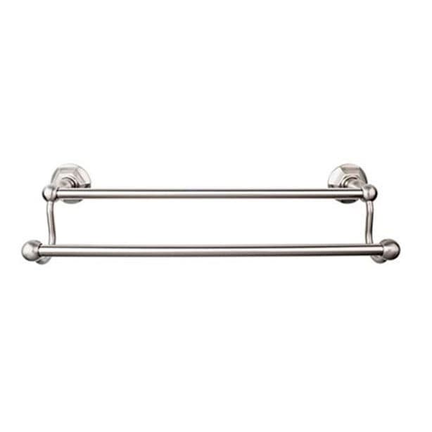 Edwardian Bath Double Towel Bar 30" Center to Center with Hex Backplate Brushed Satin Nickel - Top Knobs ED11BSNB