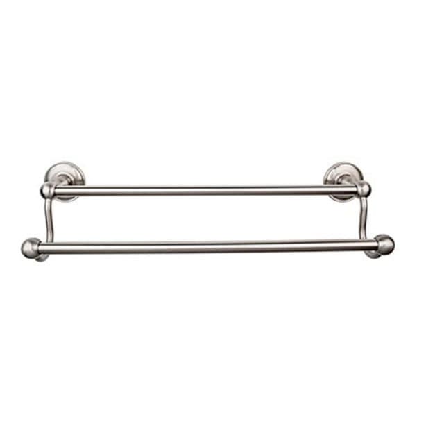 Edwardian Bath Double Towel Bar 30" Center to Center with Plain Backplate Brushed Satin Nickel - Top Knobs ED11BSND