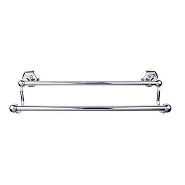 Edwardian Bath Double Towel Bar 30" Center to Center with Hex Backplate Polished Chrome - Top Knobs ED11PCB