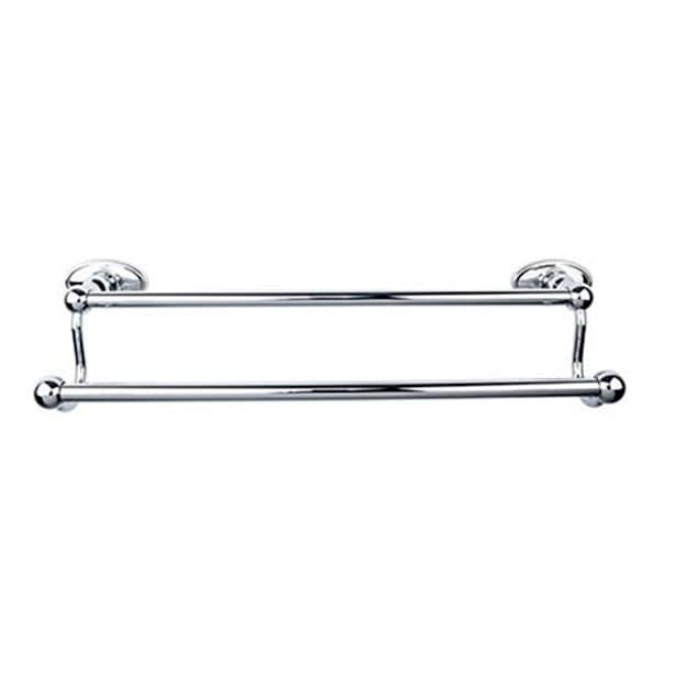 Edwardian Bath Double Towel Bar 30" Center to Center with Oval Backplate Polished Chrome - Top Knobs ED11PCC