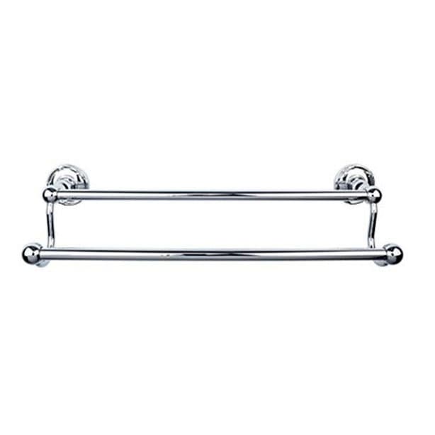 Edwardian Bath Double Towel Bar 30" Center to Center with Ribbon Backplate Polished Chrome - Top Knobs ED11PCE