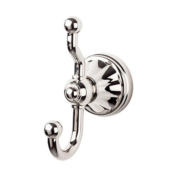 Hudson Bath Double Hook 4-3/4" Long Polished Nickel - Top Knobs HUD2PN