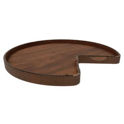 Craftsman Collection 32" Solid Walnut Kidney-Shaped Lazy Susan for Corner Base Cabinets w/ Swivel Bearing and Black Accents