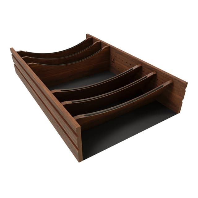 Craftsman Collection Solid Walnut Adjustable Deep Drawer Divider Insert w/ Black Accents for 33”-36” Base Cabinet Drawers