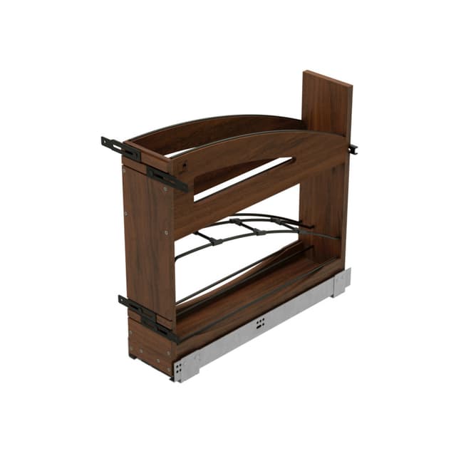 Craftsman Collection Solid Walnut Base Cabinet Pullout w/ Tray Divider/Foil Wrap Holder, Black Accents and BLUM Soft-Close Slides for 9” Base Cabinets