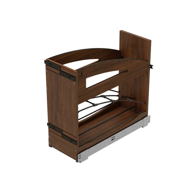 Craftsman Collection Solid Walnut Base Cabinet Pullout w/ Tray Divider/Foil Wrap Holder, Black Accents and BLUM Soft-Close Slides for 12” Base Cabinets