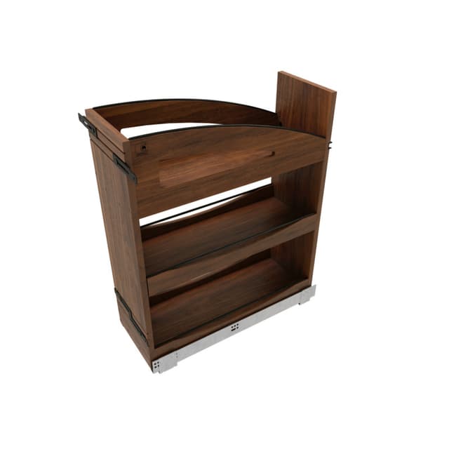 Craftsman Collection Solid Walnut Base Cabinet Pullout Organizer w/ Black Accents and BLUM Soft-Close Slides for 12" Base Cabinets