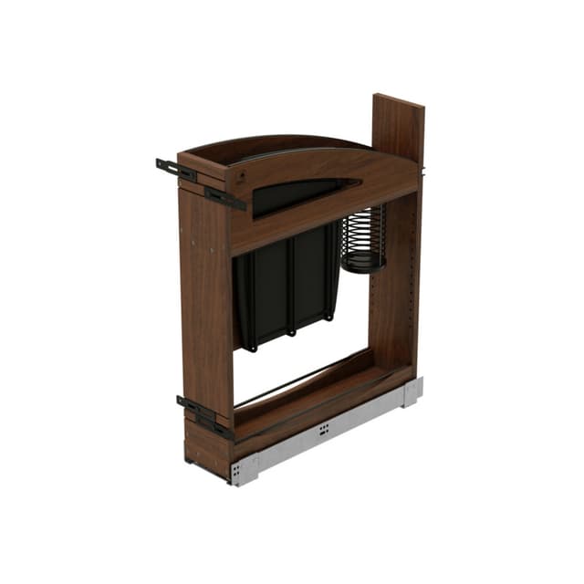 Craftsman Collection Solid Walnut Knife Block Pullout Organizer w/ Black Accents and BLUM Soft-Close Slides for 9" Base Cabinets