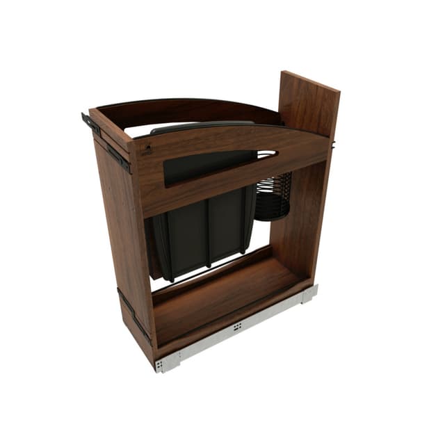 Craftsman Collection Solid Walnut Knife Block Pullout Organizer w/ Black Accents and BLUM Soft-Close Slides for 12" Base Cabinets