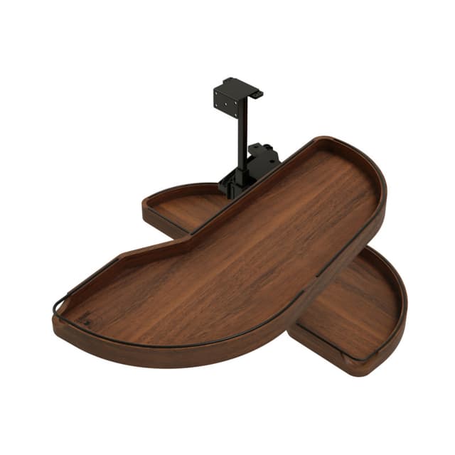 Craftsman Collection Solid Walnut Two-Tier Girasolo w/ Soft-Close and Black Accents for 15" Right Opening/Blind Left Corner Cabinets