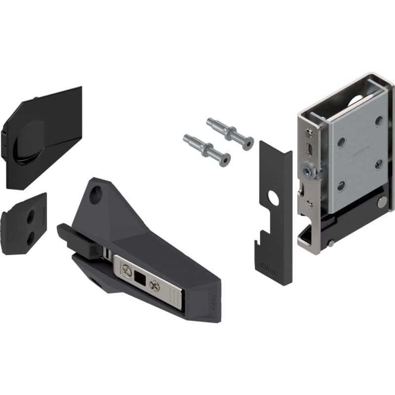 REVEGO Duo Left Hand Assembly Set for One Double Doors, Black/Zinc-Plated