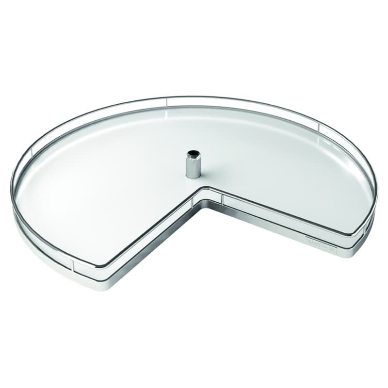 Kessebohmer Arena Plus 28"Dia. 2-Shelf Kidney Lazy Susan Kit w/Adjustable 25-7/8" - 29-1/4" Post Chrome/White
