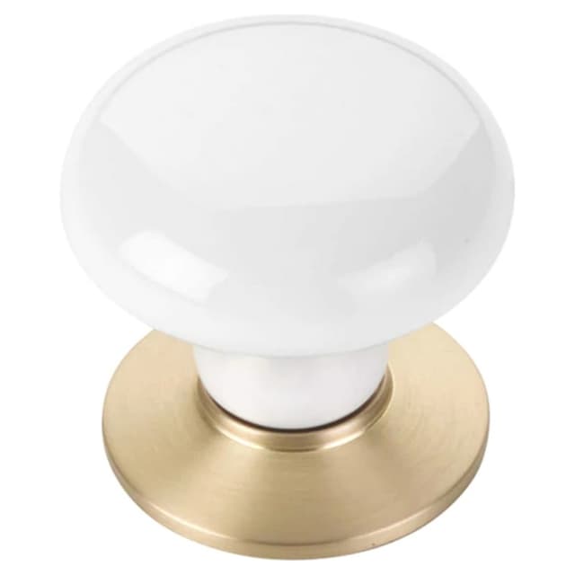 Emtek Porcelain Knob, Ice White, 1-3/8" Diameter, Satin Nickel - 86001US15