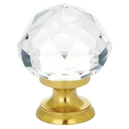 Emtek Diamond glass cabinet knob 1-1/4 in satin brass