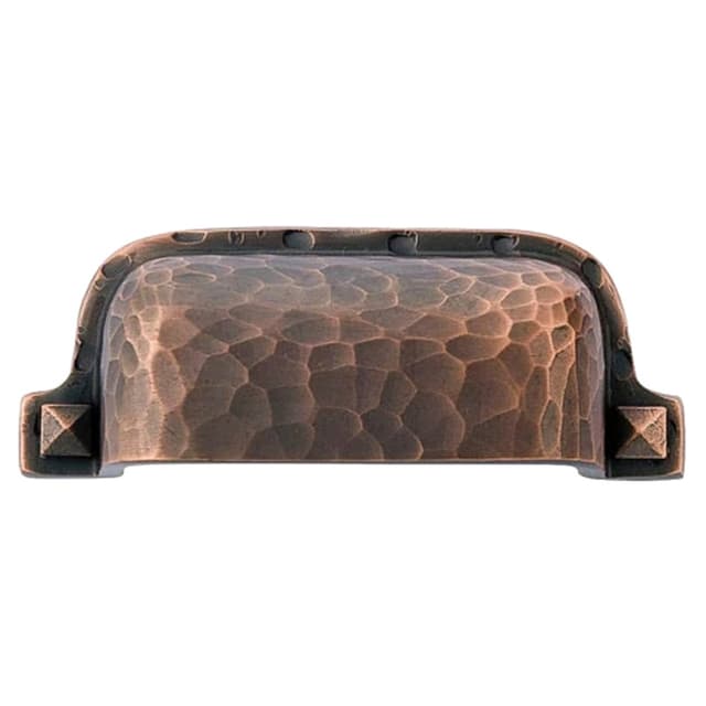 Emtek Arts & Crafts Hammered Bin Pull, 3"CC, Unlacquered Brass - 86049US3NL