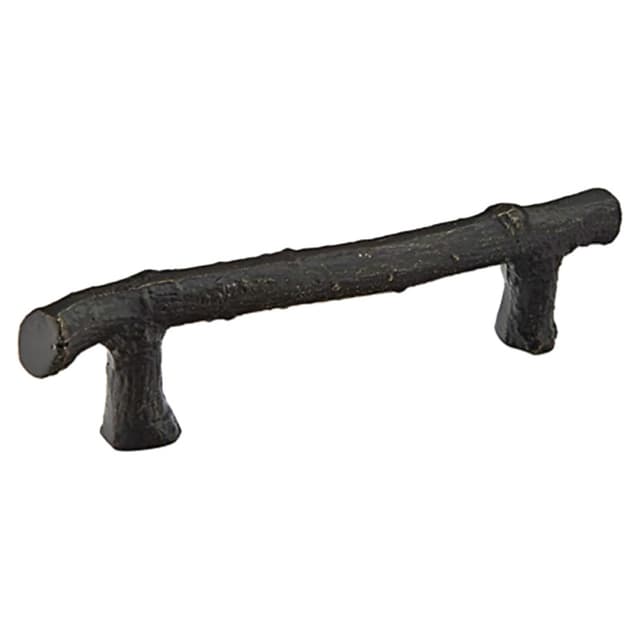 Emtek Sandcast Bronze Twig Pull, 4"CC, Flat Black Bronze Patina - 86063FB