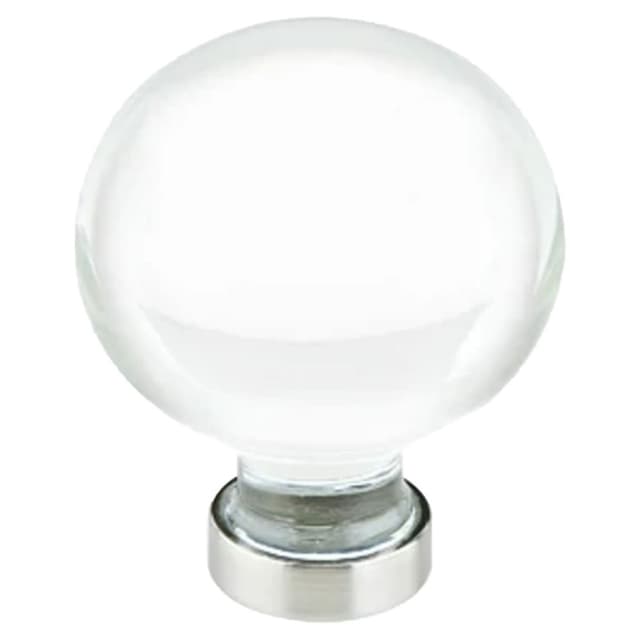Emtek Bristol Glass Knob, 1" Diameter, Glass/Unlacquered Brass - 86394US3NL