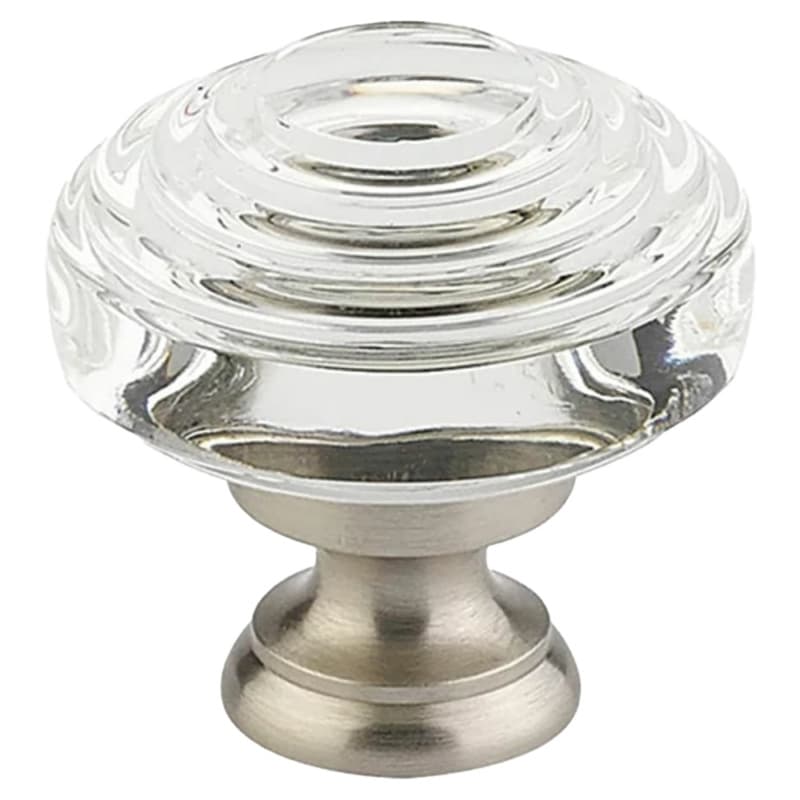 Emtek Deco glass knob, 1-5/8 in, glass/flat black