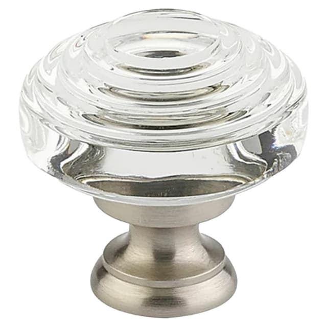 Emtek Deco Glass Knob, 1-5/8" Diameter, Glass/Flat Black - 86564US19