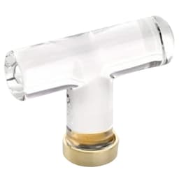 Emtek Modern Glass T-Knob, 2-1/8" Length, Glass/Polished Brass - 86723US3