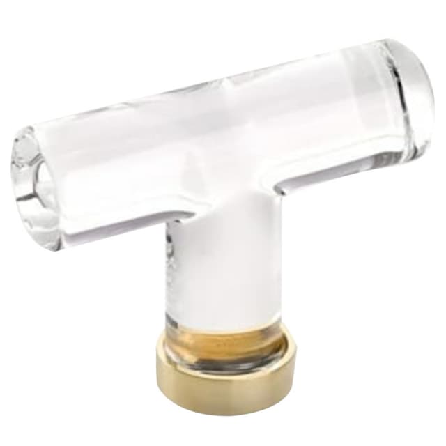 Emtek Modern Glass T-Knob, 2-1/8" Diameter, Glass/Polished Brass - 86723US3