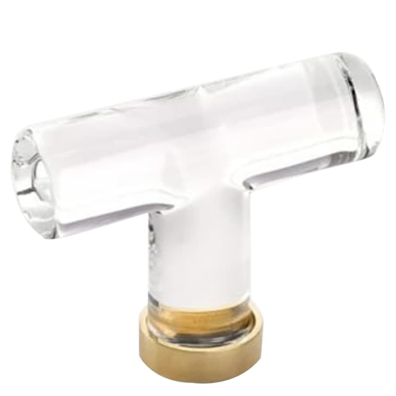Emtek Modern Glass T-Knob, 2-1/8" Length, Glass/Unlacquered Brass - 86723US3NL