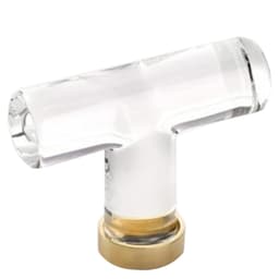 Emtek Modern Glass T-Knob, 2-1/8" Length, Glass/Unlacquered Brass - 86723US3NL