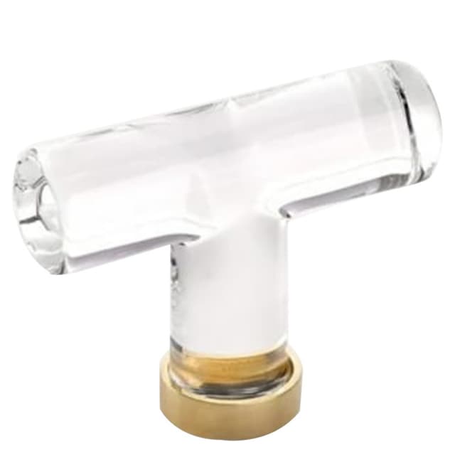 Emtek Modern Glass T-Knob, 2-1/8" Diameter, Glass/Unlacquered Brass - 86723US3NL
