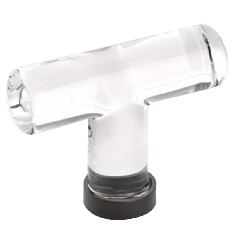 Emtek Modern Glass T-Knob, 2-1/8" Length, Glass/Oil Rubbed Bronze - 86723US10B