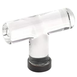 Emtek Modern Glass T-Knob, 2-1/8" Length, Glass/Oil Rubbed Bronze - 86723US10B