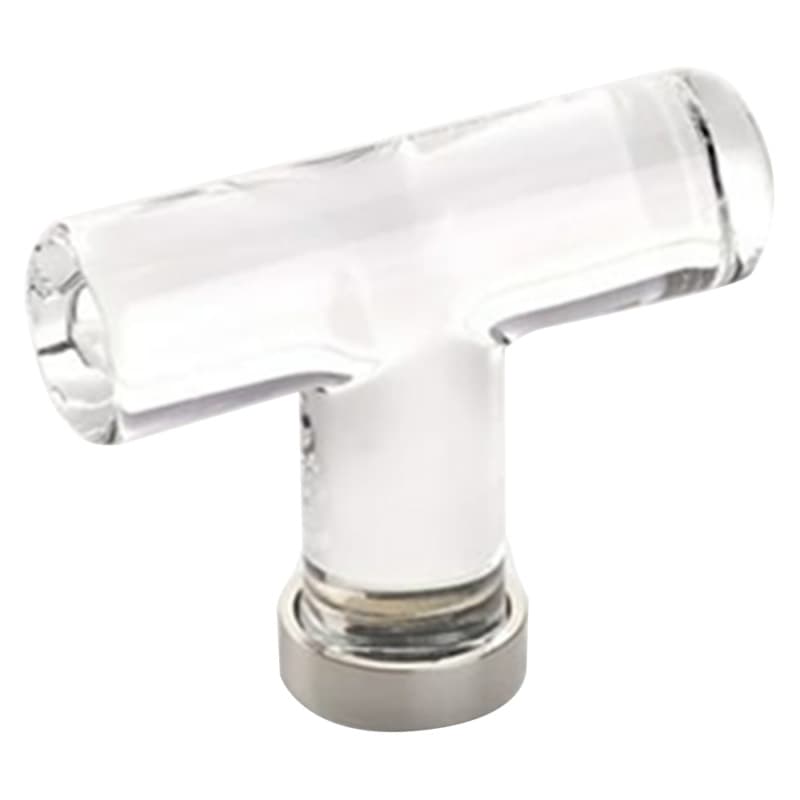 Emtek Modern Glass T-Knob, 2-1/8" Length, Glass/Polished Nickel - 86723US14
