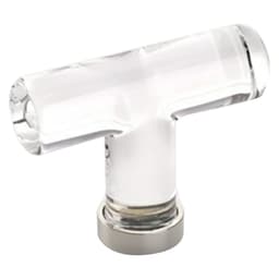 Emtek Modern Glass T-Knob, 2-1/8" Length, Glass/Polished Nickel - 86723US14