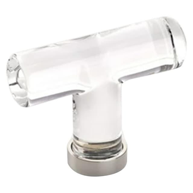 Emtek Modern Glass T-Knob, 2-1/8" Diameter, Glass/Polished Nickel - 86723US14