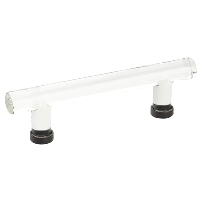 Emtek Modern Glass Bar Pull, 4"CC, Glass/Oil Rubbed Bronze - 86724US10B