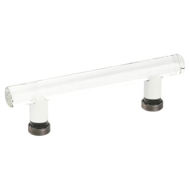 Emtek Modern Glass Bar Pull, 4"CC, Glass/Pewter - 86724US15A