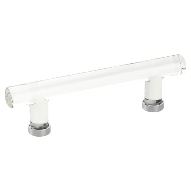 Emtek Modern Glass Bar Pull, 4"CC, Glass/Polished Chrome - 86724US26