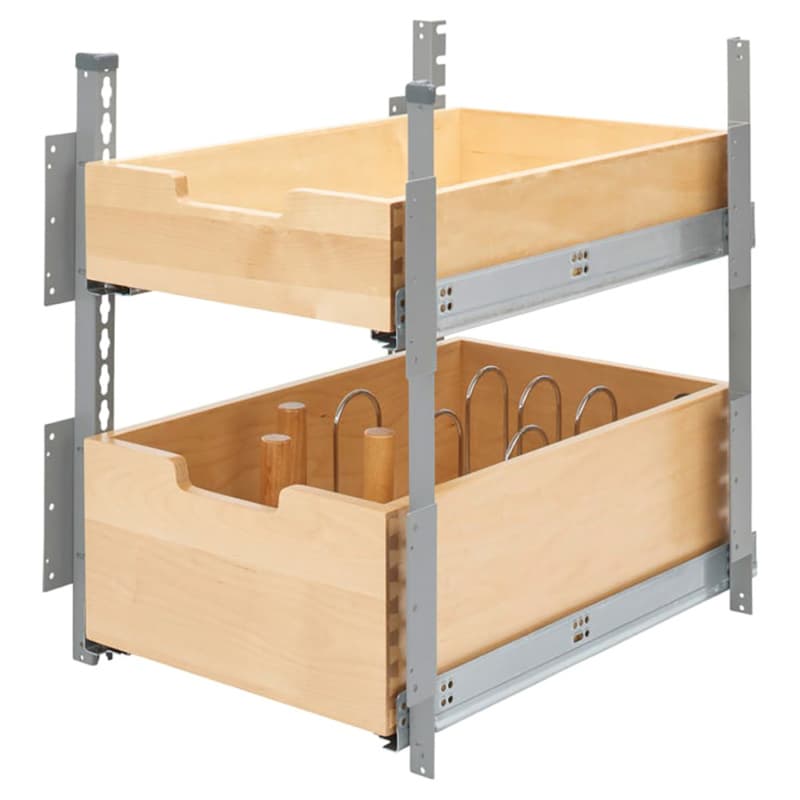 Rev-A-Shelf 4PIL Series 16-1/2" W Silver Pilaster System with Soft-close Full extension Slides, - 4PIL-18SC-SV-2