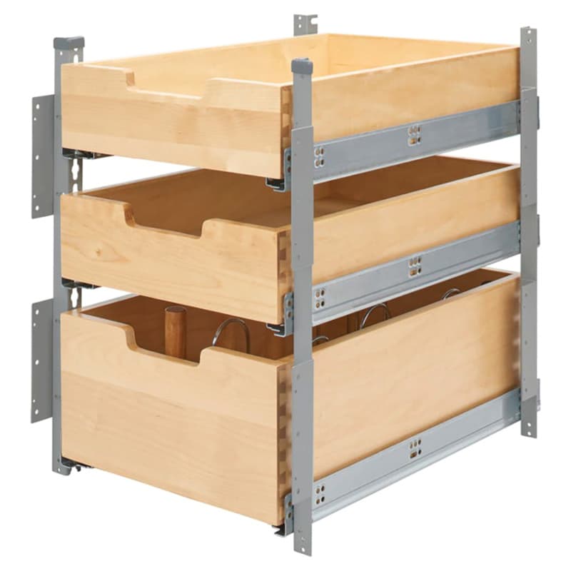 Rev-A-Shelf 4PIL Series 16-1/2" W Silver Pilaster System with Soft-close Full extension Slides, - 4PIL-18SC-SV-3