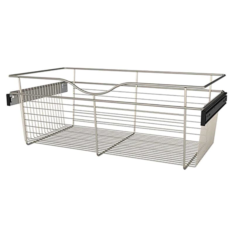 Rev-A-Shelf Steel 30"W x 16"D x 11"H Side Mount Satin Nickel Closet Basket, CB-301611SN-3