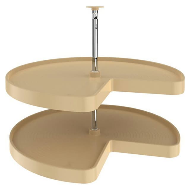 Rev-A-Shelf LD-2472 32" D Polymer Almond Kidney Shape Lazy Daisy Susan Independently Rotating, 2 Tray Set with Hardware, LD-2472-32-15-1