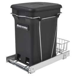 Rev-A-Shelf RV 10-3/4" Chrome Bottom Mount Waste Pullout with 1-24 Quart Black Bin Standard, RV-12KD-CKBK-S